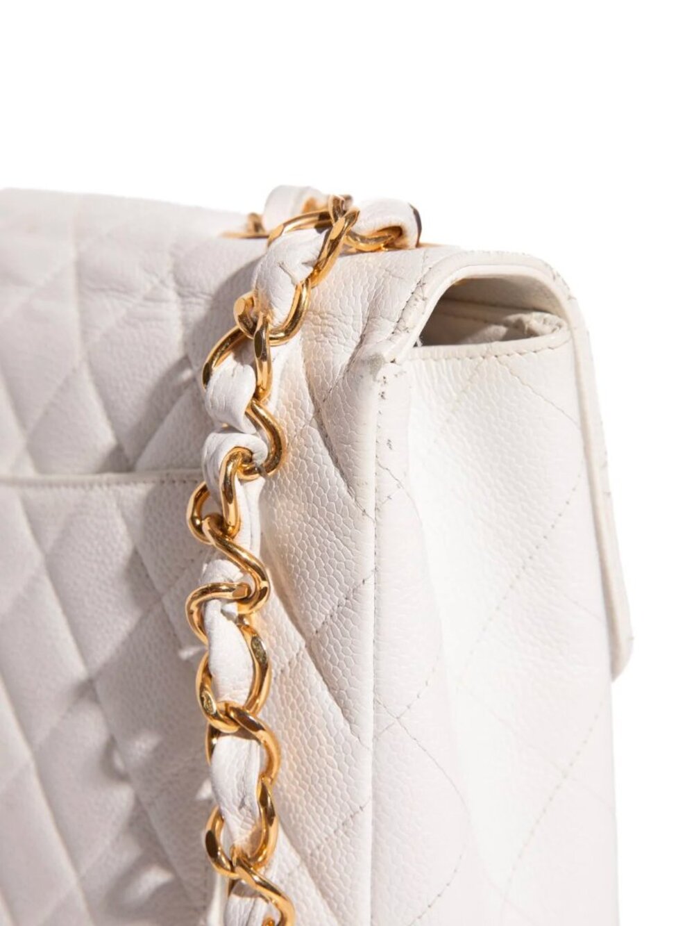 CHANEL Classic White Classic Flap Handbag, Caviar, 24k Hardware, 1997 era - Picture 8 of 17